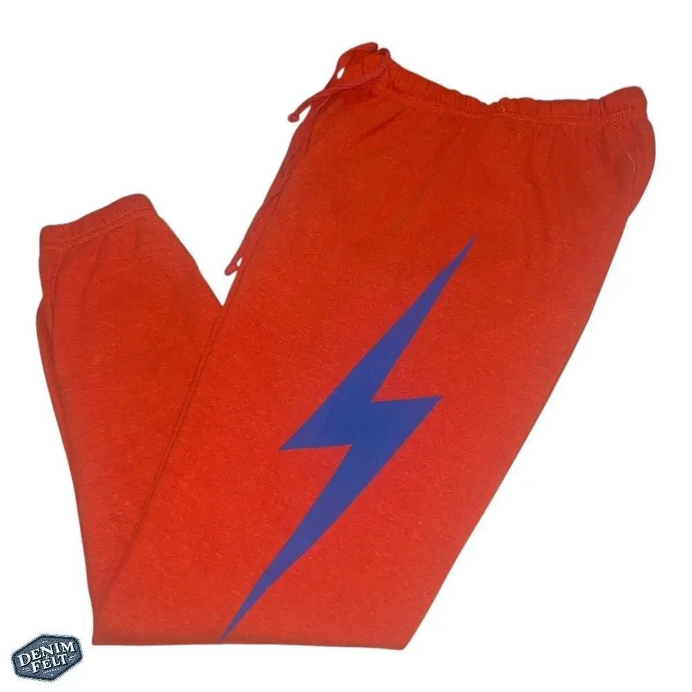 Aviator Nation Women’s BOLT Lounge SWEATPANTS - ORANGE // BLUE - Picture 5 of 15